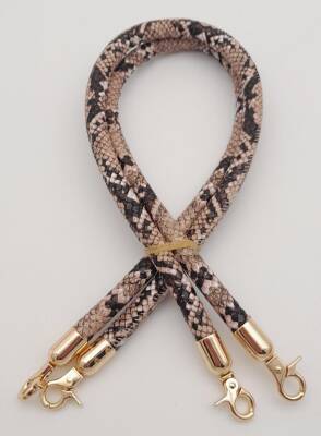 Angel Çanta Aksesuar Çift Kordon Çanta Sapı Yılan Derisi Desen Light Gold Metalli - 2