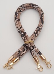 Angel Çanta Aksesuar Çift Kordon Çanta Sapı Yılan Derisi Desen Light Gold Metalli - 2