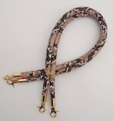 Angel Çanta Aksesuar Çift Kordon Çanta Sapı Yılan Derisi Desen Light Gold Metalli - 3