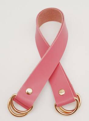 Angel Çanta Aksesuar Suni Deri 38x2.5 cm Fuşya Renk Çift Çanta Sapı Light Gold Metalli - 1