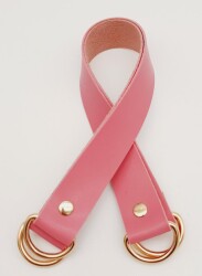 Angel Çanta Aksesuar Suni Deri 38x2.5 cm Fuşya Renk Çift Çanta Sapı Light Gold Metalli - Angel Çanta Aksesuar