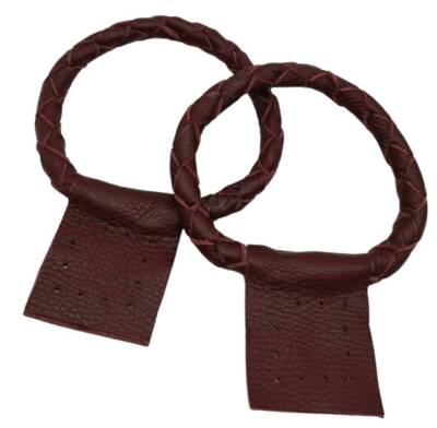 Angel Çanta Aksesuar Gerçek Deri 13 cm Nova Yuvarlak Model Bordo Renk Çift Çanta Sapı - 1