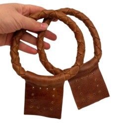 Angel Çanta Aksesuar Gerçek Deri 13 cm Nova Yuvarlak Model Taba Renk Çift Çanta Sapı - Angel Çanta Aksesuar