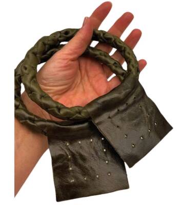 Angel Çanta Aksesuar Gerçek Deri 13 cm Nova Yuvarlak Model Haki Yeşil Renk Çift Çanta Sapı - 2