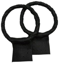 Angel Çanta Aksesuar Gerçek Deri 13 cm Nova Yuvarlak Model Siyah Renk Çift Çanta Sapı - 2