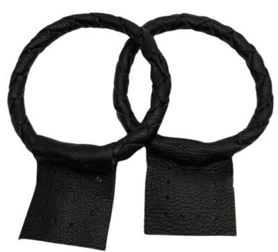 Angel Çanta Aksesuar Gerçek Deri 13 cm Nova Yuvarlak Model Siyah Renk Çift Çanta Sapı - 1