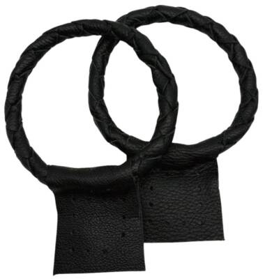 Angel Çanta Aksesuar Gerçek Deri 13 cm Nova Yuvarlak Model Siyah Renk Çift Çanta Sapı - 2