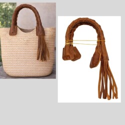 Angel Çanta Aksesuar Gerçek Deri 45 cm Nova Model Taba Renk Çift Çanta Sapı - Angel Çanta Aksesuar