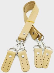 Angel Çanta Aksesuar Gerçek Deri 55 Cm Ham (Doğal) Renk Çift Sap Misu Model (Gümüş Metal) - Angel Çanta Aksesuar