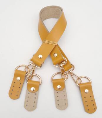 Angel Çanta Aksesuar Gerçek Deri 55 Cm Hardal Sarı Renk Çift Sap Misu Model (Light Gold Metal) - 3