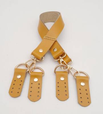 Angel Çanta Aksesuar Gerçek Deri 55 Cm Hardal Sarı Renk Çift Sap Misu Model (Light Gold Metal) - 2