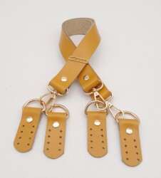 Angel Çanta Aksesuar Gerçek Deri 55 Cm Hardal Sarı Renk Çift Sap Misu Model (Light Gold Metal) - 2