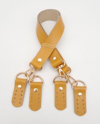 Angel Çanta Aksesuar Gerçek Deri 55 Cm Hardal Sarı Renk Çift Sap Misu Model (Light Gold Metal) - Angel Çanta Aksesuar