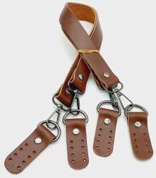 Angel Çanta Aksesuar Gerçek Deri 55 Cm Kızıl Kahve Renk Çift Sap Misu Model (Füme Metal) - Angel Çanta Aksesuar