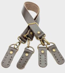 Angel Çanta Aksesuar Gerçek Deri 55 Cm Koyu Kahve Renk Çift Sap Misu Model (Antik Metal) - Angel Çanta Aksesuar