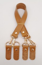 Angel Çanta Aksesuar Gerçek Deri 55 Cm Misu Model Çift Sap Açık Taba Renk Light Gold Metal - 4