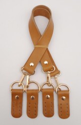 Angel Çanta Aksesuar Gerçek Deri 55 Cm Misu Model Çift Sap Açık Taba Renk Light Gold Metal - Angel Çanta Aksesuar