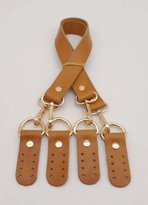 Angel Çanta Aksesuar Gerçek Deri 55 Cm Misu Model Çift Sap Açık Taba Renk Light Gold Metal - 2