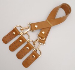 Angel Çanta Aksesuar Gerçek Deri 55 Cm Misu Model Çift Sap Açık Taba Renk Light Gold Metal - 3