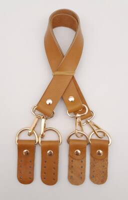 Angel Çanta Aksesuar Gerçek Deri 55 Cm Misu Model Çift Sap Açık Taba Renk Light Gold Metal - 4