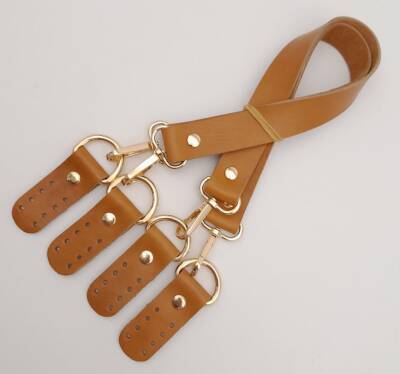 Angel Çanta Aksesuar Gerçek Deri 55 Cm Misu Model Çift Sap Açık Taba Renk Light Gold Metal - 3