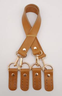 Angel Çanta Aksesuar Gerçek Deri 55 Cm Misu Model Çift Sap Açık Taba Renk Light Gold Metal - 1