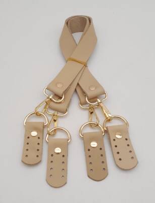 Angel Çanta Aksesuar Gerçek Deri 55 Cm Misu Model Çift Sap Ham Renk Light Gold Metal - 2