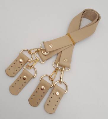 Angel Çanta Aksesuar Gerçek Deri 55 Cm Misu Model Çift Sap Ham Renk Light Gold Metal - 3