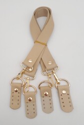 Angel Çanta Aksesuar Gerçek Deri 55 Cm Misu Model Çift Sap Ham Renk Light Gold Metal - 4
