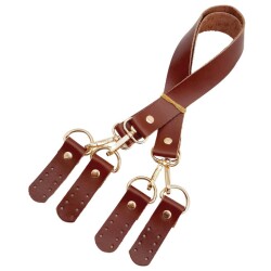 Angel Çanta Aksesuar Gerçek Deri 55 cm Misu Model Çift Sap Kızıl Kahve Renk Light Gold Metal - 3