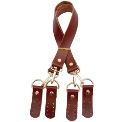 Angel Çanta Aksesuar Gerçek Deri 55 cm Misu Model Çift Sap Kızıl Kahve Renk Light Gold Metal - Angel Çanta Aksesuar