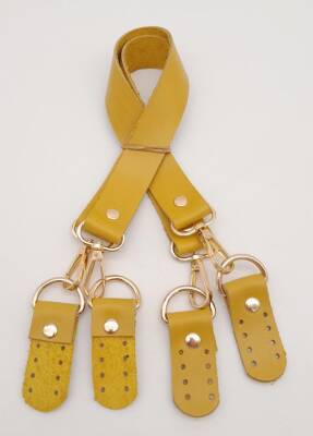 Angel Çanta Aksesuar Gerçek Deri 55 Cm Misu Model Çift Sap Limon Küfü Renk Light Gold Metal - 3