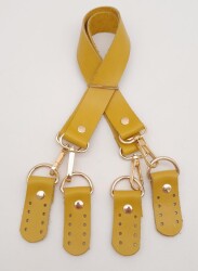 Angel Çanta Aksesuar Gerçek Deri 55 Cm Misu Model Çift Sap Limon Küfü Renk Light Gold Metal - Angel Çanta Aksesuar