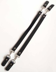 Angel Çanta Aksesuar Gerçek Deri 55 Cm Misu Model Çift Sap Siyah Gümüş Metal - Angel Çanta Aksesuar