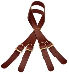 Angel Çanta Aksesuar Gerçek Deri Tokalı Model Çanta Sapı Kızıl Kahve Renk Light Gold Metalli - Angel Çanta Aksesuar