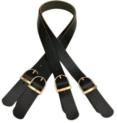 Angel Çanta Aksesuar Gerçek Deri Tokalı Model Çanta Sapı Siyah Renk Light Gold Metalli - Angel Çanta Aksesuar