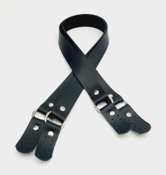 Angel Çanta Aksesuar Haledört Model Siyah Tek Kat Kalın Suni Deri Çift Sap Gümüş Metalli - Angel Çanta Aksesuar