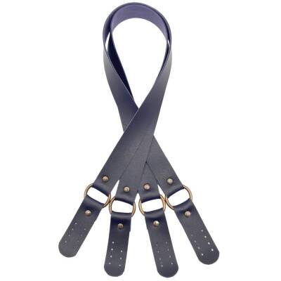 Angel Çanta Aksesuar Haledört Model Suni Deri Çift Sap Lacivert Renk Antik Metalli - 1