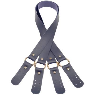 Angel Çanta Aksesuar Haledört Model Suni Deri Çift Sap Lacivert Renk Antik Metalli - 2