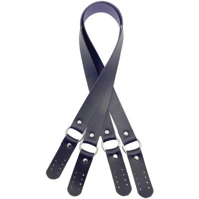 Angel Çanta Aksesuar Haledört Model Suni Deri Çift Sap Lacivert Renk Gümüş Metalli - 1