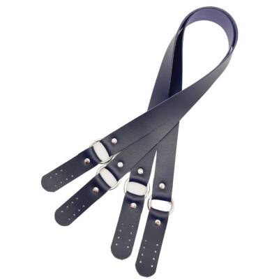 Angel Çanta Aksesuar Haledört Model Suni Deri Çift Sap Lacivert Renk Gümüş Metalli - 3