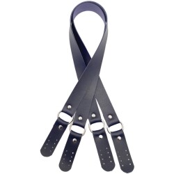 Angel Çanta Aksesuar Haledört Model Suni Deri Çift Sap Lacivert Renk Gümüş Metalli - Angel Çanta Aksesuar