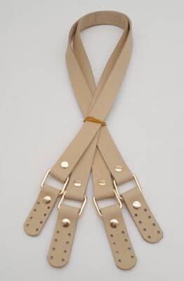 Angel Çanta Aksesuar Ham Doğal Renk Karedört Model Gerçek Deri Çanta Sapı Light Gold Metal - 2