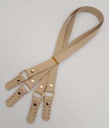 Angel Çanta Aksesuar Ham Doğal Renk Karedört Model Gerçek Deri Çanta Sapı Light Gold Metal - 3