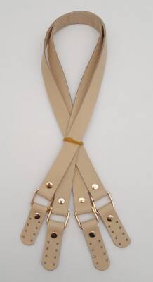 Angel Çanta Aksesuar Ham Doğal Renk Karedört Model Gerçek Deri Çanta Sapı Light Gold Metal - 1