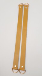 Angel Çanta Aksesuar Hardal Gerçek Deri 37X2.3 Cm Çift Çanta Sapı Light Gold Metalli - 3