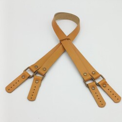 Angel Çanta Aksesuar Hardal Renk Karedört Model Gerçek Deri Çanta Sapı (Antik Metal) - Angel Çanta Aksesuar