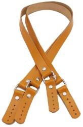 Angel Çanta Aksesuar Hardal Sarı Renk Karedört Model Gerçek Deri Çanta Sapı (Gümüş Metal) - Angel Çanta Aksesuar