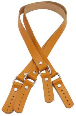 Angel Çanta Aksesuar Hardal Sarı Renk Karedört Model Gerçek Deri Çanta Sapı (Gümüş Metal) - 1