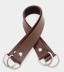 Angel Çanta Aksesuar Suni Deri 38x2.5 cm Kahverengi Çift Çanta Sapı Gümüş Metalli - Angel Çanta Aksesuar